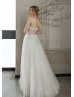 Beaded Ivory Lace Sparkly Tulle Wedding Dress